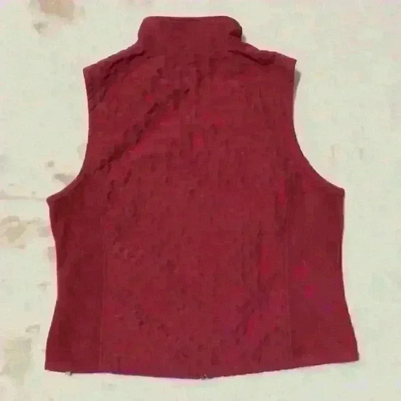 COLUMBIA Lightweight Crop Fleece Full Zip Quilted Vest Pockets Red Women Med - Picture 12 of 12